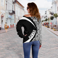 Kanaka Hawaii Map White Polynesian Off Shoulder Sweater - Circle Style - Polynesian Pride