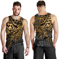 Guam Polynesian Tank Top (Men) - Gold Turtle Flowing - Polynesian Pride