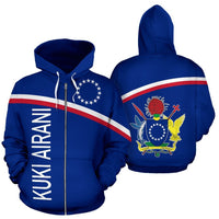 Cook Islands All Over Zip up Hoodie Polynesian Curve Version Unisex White - Polynesian Pride
