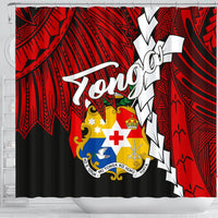 Tonga Polynesian Shower Curtain - Tribal Wave Tattoo Flag Color - Polynesian Pride