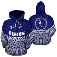 Chuuk Polynesian Hoodie Blue Pride Map nd Seal Unisex Blue - Polynesian Pride