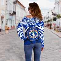 Northern Mariana Islands Rugby Off Shoulder Sweater Spirit - CNMI - Polynesian Pride