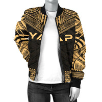 Yap Polynesian Chief Women'S Bomber Jacket - Gold Version - Polynesian Pride