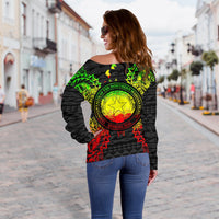 Northern Mariana Islands Polynesian Shoulder Sweater Map Reggae - Polynesian Pride