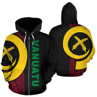 Vanuatu Polynesian Zip up Hoodie Red Line Unisex Red - Polynesian Pride