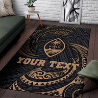 Guam Polynesian Custom Personalised Area Rug - Gold Tribal Wave - Polynesian Pride