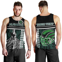 Personalised - Hawaii Kakau Polynesian Warrior Football Men's Tank Top - Rainbow Style Green - Polynesian Pride