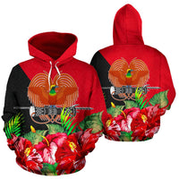 Papua New Guinea Polynesian Hoodie Flag Hibiscus Unisex Red - Polynesian Pride