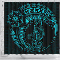 Seahorse Polynesian Shower Curtain - Polynesian Tattoo Blue - Polynesian Pride