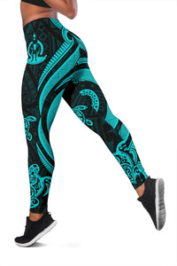 Vanuatu Women's Leggings - Turquoise Tentacle Turtle - Polynesian Pride