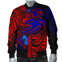 Samoa Men's Bomber Jacket - Blue Shark Polynesian Tattoo - Polynesian Pride