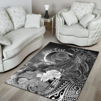 Pohnpei Custom Personalised Area Rug - Humpback Whale with Tropical Flowers (White) - Polynesian Pride