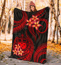Samoa Polynesian Premium Blanket - Red Plumeria - Polynesian Pride