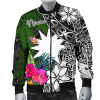 Nauru Men Bomber Jacket - Turtle Plumeria Banana Leaf - Polynesian Pride