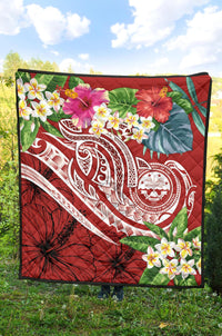 FSM Polynesian Premium Quilt - Summer Plumeria (Red) - Polynesian Pride