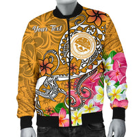 FSM Custom Personalised Men's Bomber Jacket - Turtle Plumeria (Gold) - Polynesian Pride