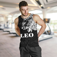 Sun In Leo Zodiac Men Tank Top Polynesian Tattoo Simple - White - Polynesian Pride