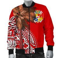 Tonga Men's Bomber Jacket - Polynesian Palm Tree Flag - Polynesian Pride