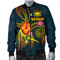 Polynesian Hawaii Men's Bomber Jacket - Legend of Samoa (Blue) - Polynesian Pride