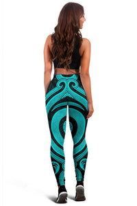 Cook Islands Women's Leggings - Turquoise Tentacle Turtle - Polynesian Pride