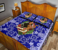 Hawaii Polynesian Quilt Bed Set - Hawaiian Dancing Girl Blue - Polynesian Pride