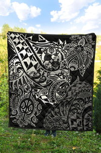 Tonga Polynesian Premium Quilt - White Turtle Flowing - Polynesian Pride