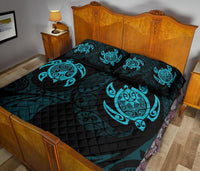 Hawaii Polynesian Turtle Quilt Bed Set Blue - Polynesian Pride