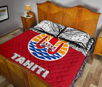 Tahiti Polynesian Quilt Bed Set - Tahiti Flag Polynesian Tattoo - Polynesian Pride