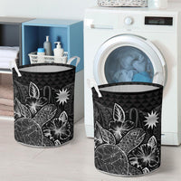 Nauru Laundry Basket - Polynesian Turtle Hibiscus Black - Polynesian Pride