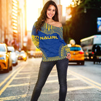 Nauru Flag Polynesian Chief Women's Off Shoulder Sweater - Polynesian Pride