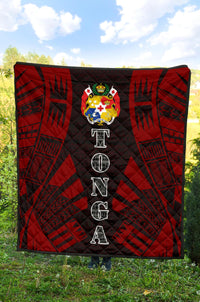 Tonga Premium Quilt - Tonga Coat Of Arms Polynesian Red Tattoo - Polynesian Pride