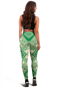 Polynesian Plumeria Mix Green Hawaii Women's Leggings AH - Polynesian Pride