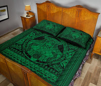 Hawaii Polynesian Pele Kanaka Quilt Bed Set Green - Polynesian Pride