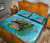 Ohana Hibiscus Ocean Turtle Sea Quilt Bed Set - Polynesian Pride
