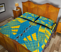 Tuvalu Quilt Bed Set - Tuvalu Coat Of Arms Blue Tattoo Style - Polynesian Pride