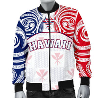 Hawaiian Kanaka Men's Bomber Jacket Flag Nation Demodern White AH - Polynesian Pride