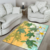 Hawaii Turtle Sea Hibiscus Coconut Tree Rug - Polynesian Pride