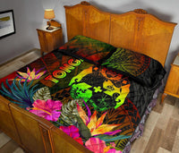 Tonga Polynesian Quilt Bed Set - Hibiscus and Banana Leaves - Polynesian Pride