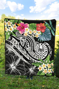 Tahiti Polynesian Premium Quilt - Summer Plumeria (Black) - Polynesian Pride