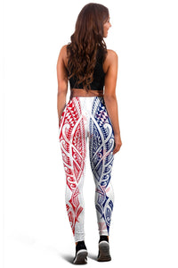 Hawaiian Kanaka Women's Leggings Flag Nation Demodern White AH - Polynesian Pride