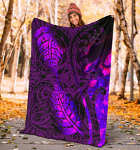 Aotearoa Maori Premium Blanket Silver Fern Koru Vibes Purple - Polynesian Pride