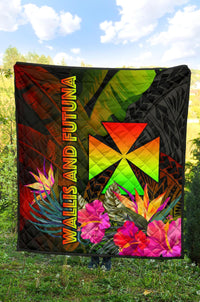Wallis and Futuna Polynesian Premium Quilt - Hibiscus and Banana Leaves - Polynesian Pride