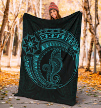 Seahorse Polynesian Blanket - Polynesian Tattoo Blue - Polynesian Pride
