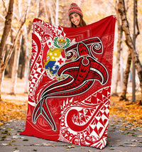 Tonga Premium Blanket - Red Shark Polynesian Tattoo - Polynesian Pride