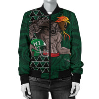 Kakau Hawaii Warrior Football Women's Bomber Jacket AH - Polynesian Pride