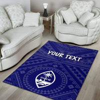 Guam Personalised Area Rug - Guam Seal With Polynesian Tattoo Style (Blue) - Polynesian Pride