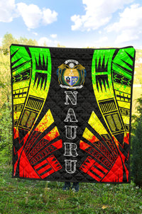 Nauru Premium Quilt - Nauru Coat Of Arms Polynesian Reggae Tattoo - Polynesian Pride