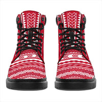 Tahiti Leather Boots - Polynesian Flag Chief Version - Polynesian Pride