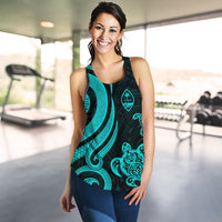 Guam Polynesian Women Racerback Tank - Turquoise Tentacle Turtle - Polynesian Pride