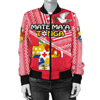 Mate Ma'a Tonga Women Bomber Jacket Coat Of Arms - Polynesian Pride
